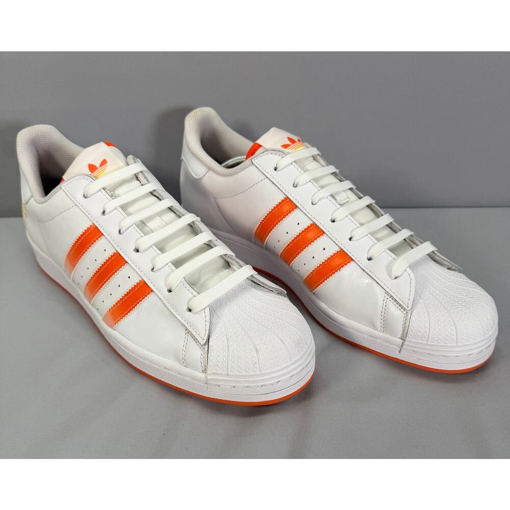 Adidas Superstar White Orange Shell Toe Sneakers Men's Size 13 Athletic Shoes